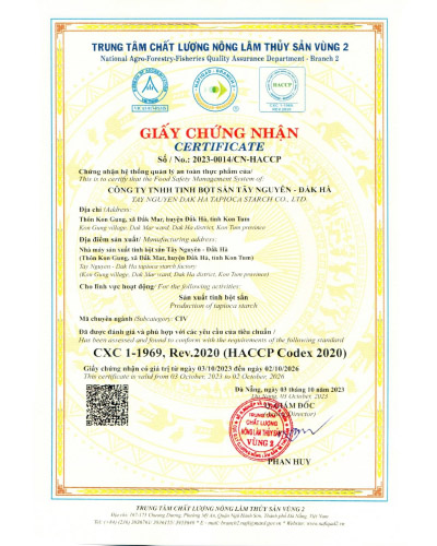 giấy chứng nhận chất lượng nông sản đăk hà